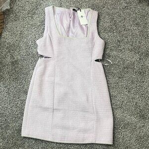 NWT 7 For All Mankind Lavender Sleeveless Cutout Tweed Mini Dress, L